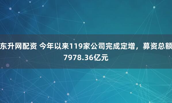 东升网配资 今年以来119家公司完成定增，募资总额7978.36亿元